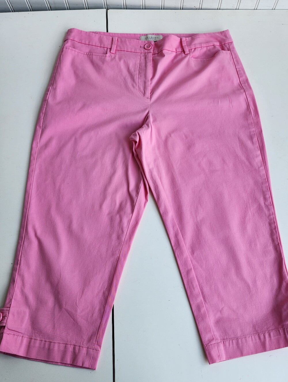 Talbots Pants Women Pink Perfect Skimmer Twill Crop Chino Stretch Casual 12P
